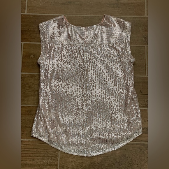 J Crew - Women’s Size 8 Sequin Cap Sleeve Pink Blush Blouse - Picture 6 of 15
